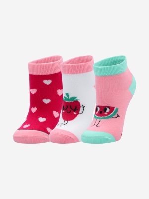 Носки для девочек , 3 пары, Мультицвет, размер 24-35 Skechers. Цвет: мультицвет