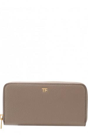 Кожаное портмоне на молнии Tom Ford. Цвет: бежевый