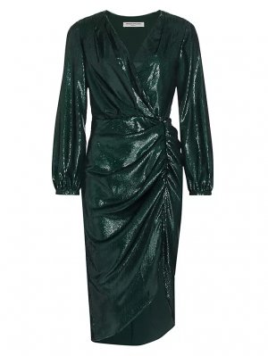 Платье миди с длинными рукавами цвета металлик Roma , цвет ansella burnout Amanda Uprichard