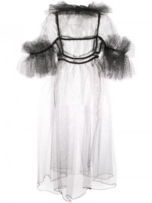 Расклешенное платье с оборками Noir. Цвет: серебристый