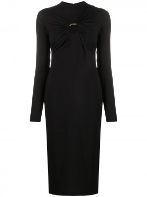 Платье миди с вырезами и длинными рукавами Versace. Цвет: черный