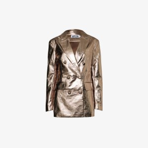 Двубортный пиджак металлик из искусственной кожи , бронзовый Amy Lynn