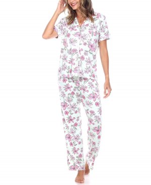 Женские брюки с короткими рукавами, тропический пижамный комплект, 2 предмета , мульти White Mark