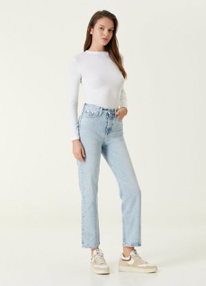 Голубые прямые джинсовые брюки Calvin Klein. Цвет: синий