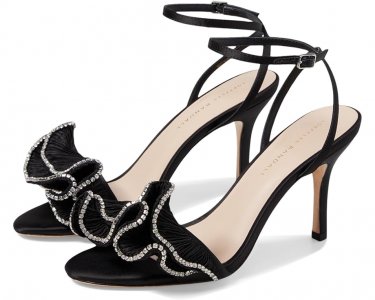 Туфли Estella Pleated Ruffle High Heel Sandals with Ankle Strap, цвет Black/Crystal Loeffler Randall