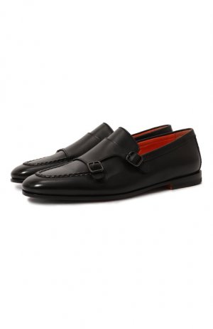 Кожаные монки Santoni. Цвет: чёрный