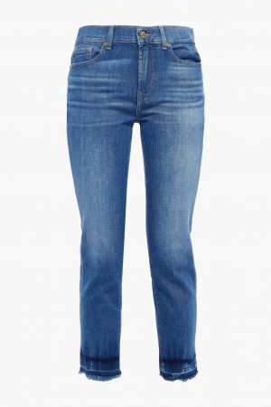 Укороченные джинсы узкого кроя со средней посадкой и выцветшим эффектом , средний деним 7 For All Mankind