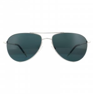 Поляризованные солнцезащитные очки-авиаторы серебристо-синего цвета , серебро Oliver Peoples