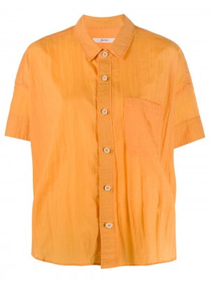 Рубашка с жатым эффектом и короткими рукавами Julien David. Цвет: оранжевый