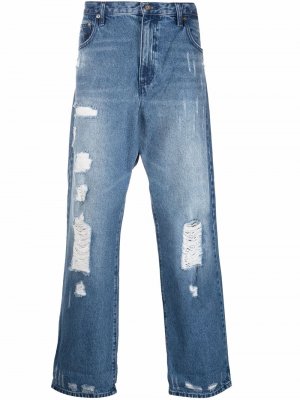 Широкие джинсы с эффектом потертости Michael Kors. Цвет: синий