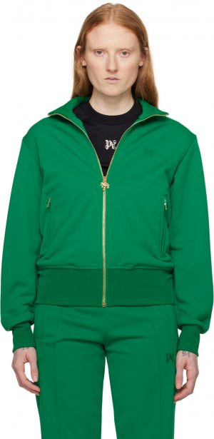 Зеленая спортивная куртка с вышивкой Palm Angels