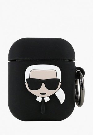 Чехол для наушников Karl Lagerfeld Airpods, Silicone case with ring Black. Цвет: черный
