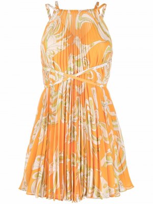 Платье с вырезом халтер и принтом Farfalle Emilio Pucci. Цвет: оранжевый