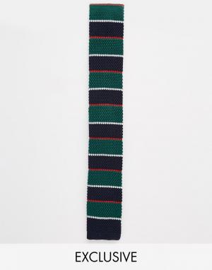 Вязаный галстук в полоску Reclaimed Vintage. Цвет: зеленый