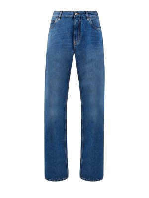 Свободные джинсы Baggy с контрастной прострочкой и вышивкой ETRO. Цвет: синий