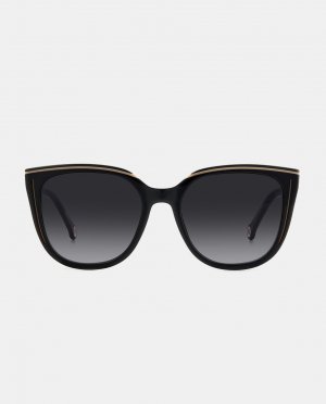 Черные квадратные женские солнцезащитные очки из ацетата , черный Carolina Herrera