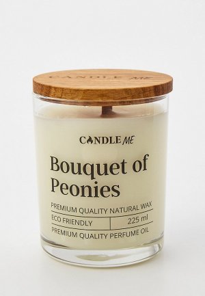 Свеча ароматическая Candle Me Bouquet of Peonies / Букет из Пионов, свечи с потрескивающим деревянным фитилем. Цвет: белый