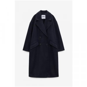 Мягкое текстурное пальто большого размера Zara. Цвет: синий