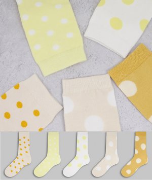 Набор из 5 пар носков органического хлопка разных цветов в бежевых тонах Polly-Светло-бежевый цвет Monki