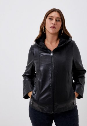 Куртка кожаная Le Monique. Цвет: черный