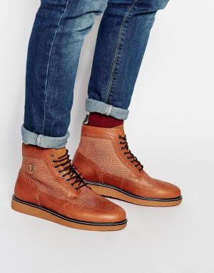 Кожаные ботинки‑броги Northgate Fred Perry. Цвет: коричневый