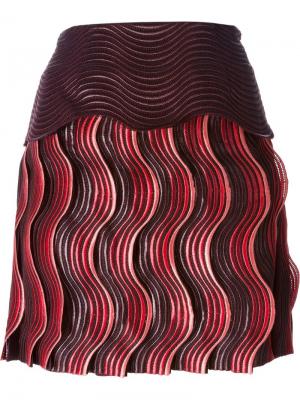 Тканая мини-юбка с волнистым узором Marco De Vincenzo. Цвет: красный