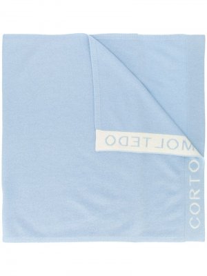 Шарф вязки интарсия с логотипом Corto Moltedo. Цвет: синий