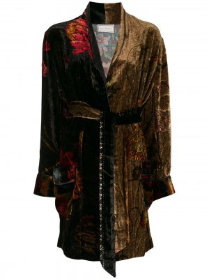 Бархатное пальто с поясом Pierre-Louis Mascia. Цвет: разноцветный