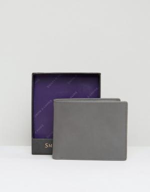 Классический кожаный бумажник Smith And Canova. Цвет: серый