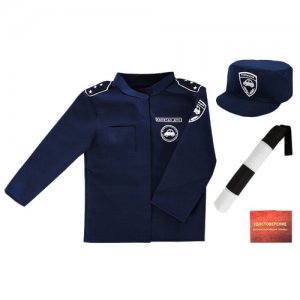 Набор ДПС 1 (куртка, кепка, жезл, удостоверение) 97817 ПК Лидер. Цвет: синий