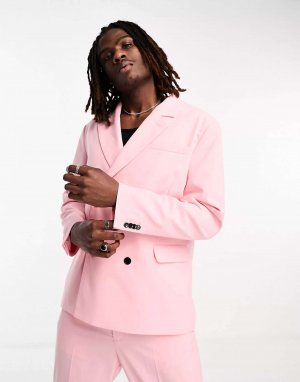Розовый двубортный пиджак Leo Coord эксклюзивно для ASOS Weekday