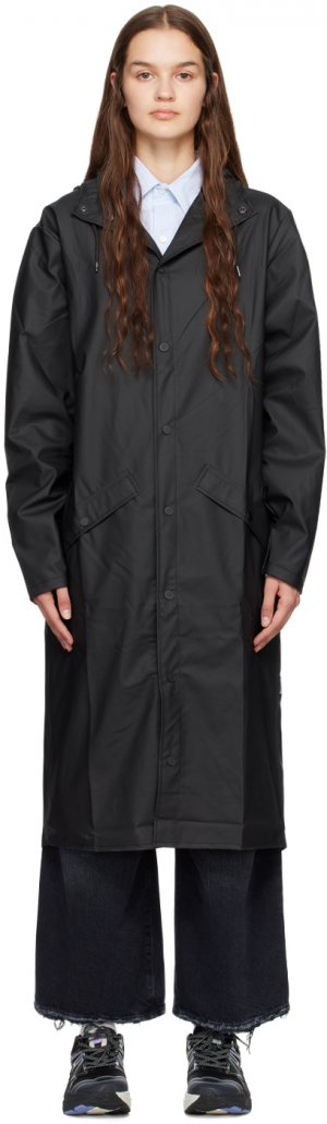Черное длинное пальто RAINS