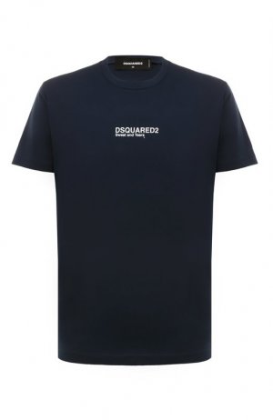 Хлопковая футболка Dsquared2. Цвет: синий