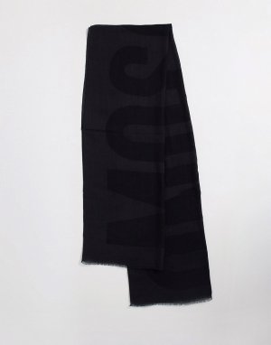 Серый шарф с большим логотипом Moschino