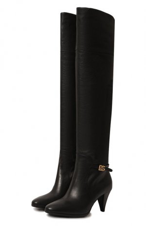 Кожаные ботфорты Dolce & Gabbana. Цвет: чёрный