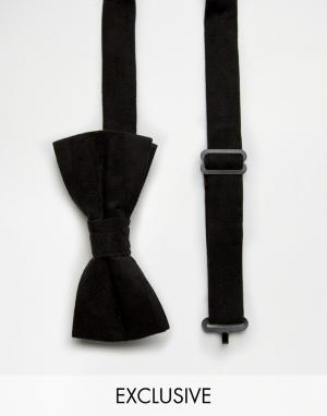 Черный бархатный галстук-бабочка Inspired Reclaimed Vintage. Цвет: черный