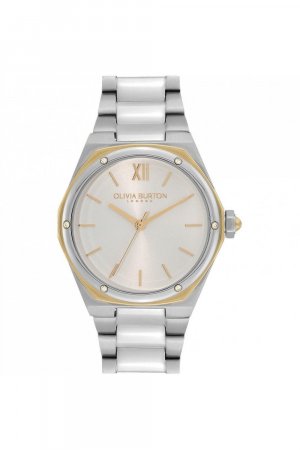 Спортивные роскошные модные аналоговые кварцевые часы из нержавеющей стали — 24000031 , серебро Olivia Burton