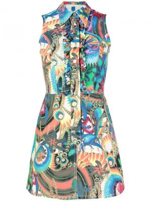 Платье джинсовое без рукавов с цветочным принтом Christian Lacroix Vintage. Цвет: синий