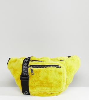 Желтая сумка-кошелек на пояс из искусственного меха Shikumi. Цвет: желтый
