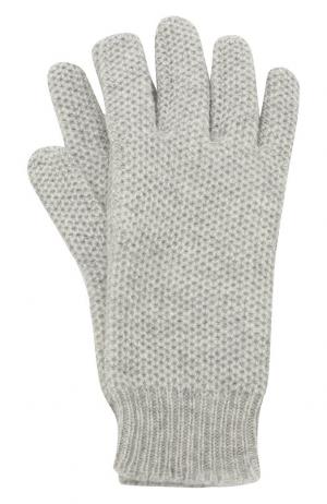 Кашемировые перчатки фактурной вязки TSUM Collection. Цвет: светло-серый