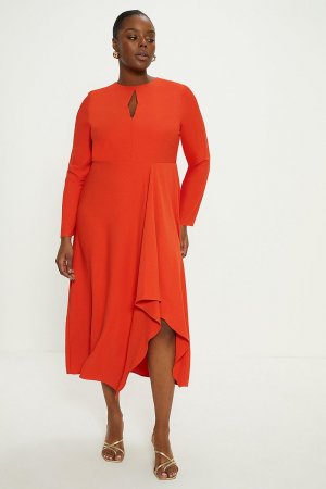 Платье миди с юбкой-водопадом Curve Premium , оранжевый Oasis