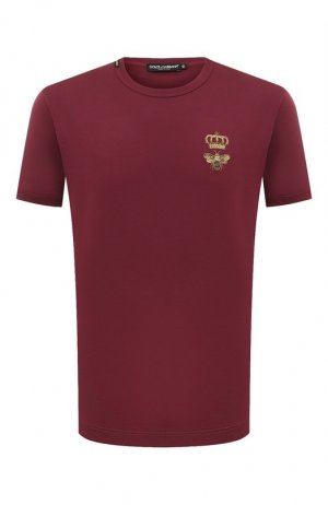 Хлопковая футболка Dolce & Gabbana. Цвет: бордовый