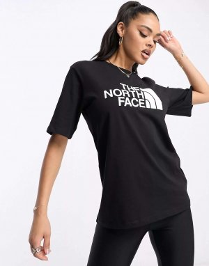 Черная футболка свободного кроя с принтом на груди The North Face. Цвет: черный