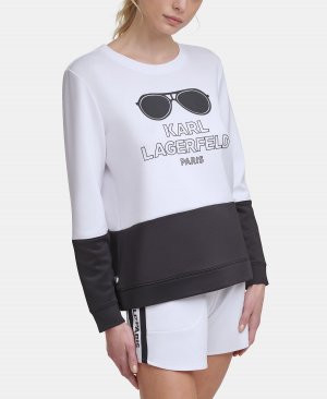 Женский свитшот с солнцезащитными очками и цветными блоками, белый Karl Lagerfeld Paris
