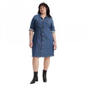 Короткое платье Levi´s Plus Size Otto Western Long Sleeve, синий Levi's