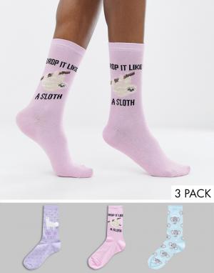 Набор из 3 пар носков New Look. Цвет: розовый