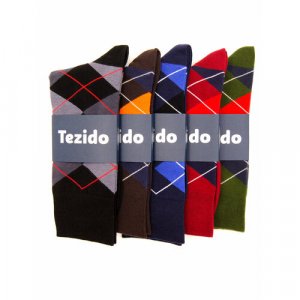 Носки , 5 пар, уп., размер 41-46, хаки, красный, коричневый, фиолетовый, оранжевый Tezido. Цвет: хаки/красный/фиолетовый/оранжевый/коричневый