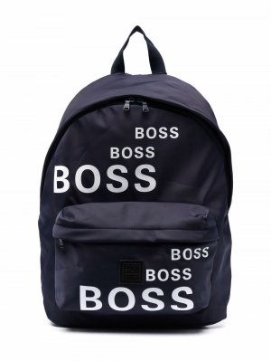 Рюкзак на молнии с логотипом BOSS Kidswear. Цвет: синий