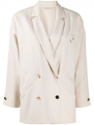 Двубортный пиджак с узкими лацканами Versace Pre-Owned. Цвет: нейтральные цвета