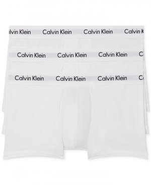 Комплект мужского хлопкового эластичного нижнего белья с низкой посадкой (3 шт.) , белый Calvin Klein